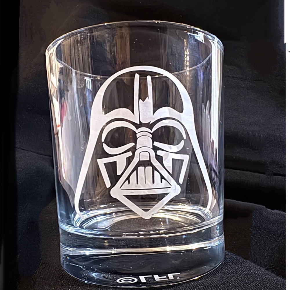 Williams Sonoma Star Wars Darth Vader Etched Cocktail Glass Tumbler Hi Ball
